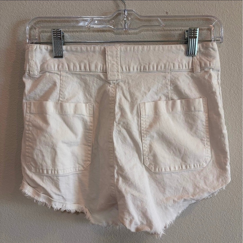 By Together Frayed Hem High Rise Shorts Womens Small White Coastal Boho Utilty - Picture 3 of 4